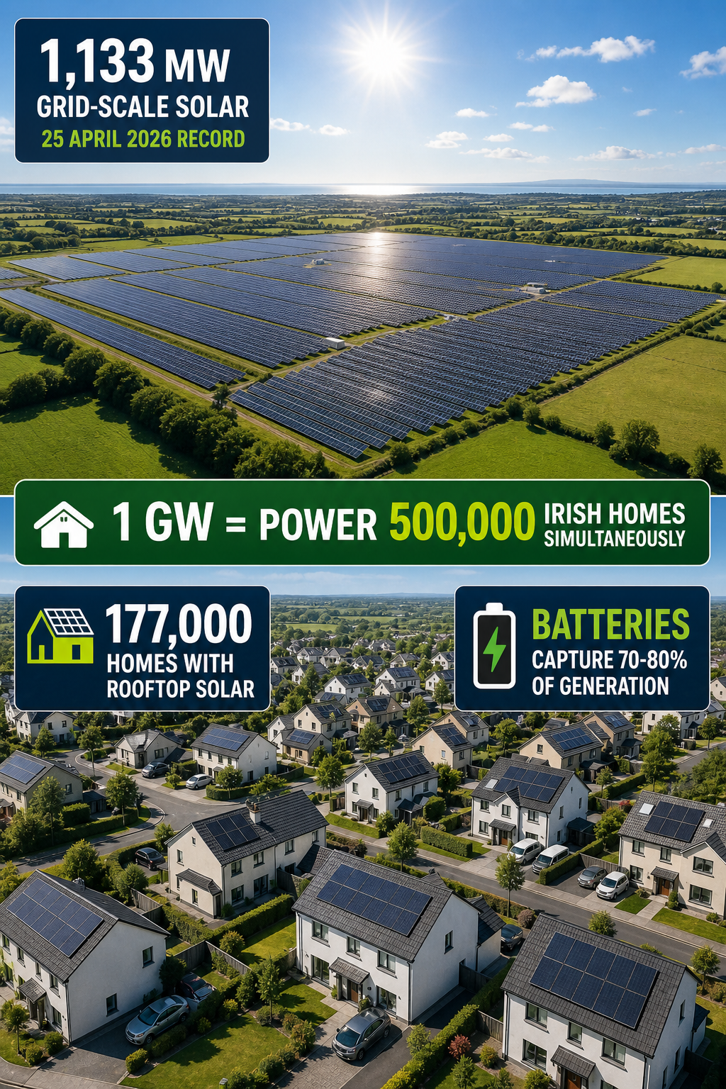 Ireland Hits 1 GW Solar Peak: Enough to Power Every Home at Lunchtime
